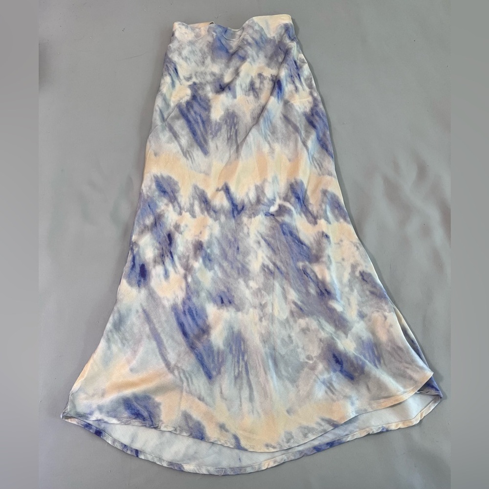 Urban Outfitters Womens Lilac Peach Satin Tie Dye Side Zip Maxi Skirt Size 6